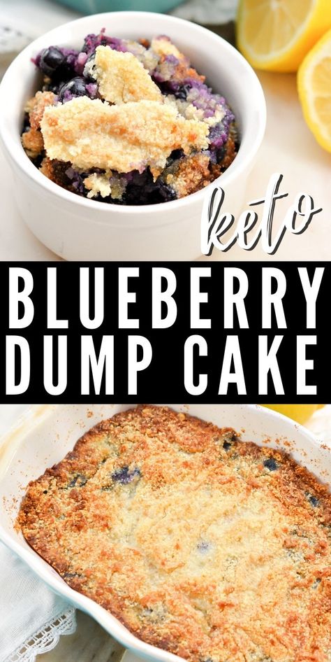 Blueberry Dump Cake, Blueberry Dump Cakes, Keto Blueberry, Blueberry Desserts, Keto Cake, Keto Dessert Easy, Low Carb Sweets, Blueberry Recipes, Dump Cake Recipes