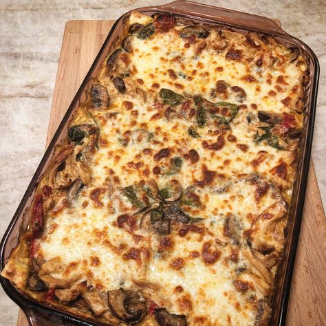 Tuscan Lasagna – The Leigh Factor Tuscan Chicken Lasagna, Tuscan Lasagna, White Cream Sauce, Pan Roasted Chicken, Sundried Tomato Chicken, Chicken Lasagna, Tuscan Chicken, Portobello Mushroom, Sun Dried Tomatoes