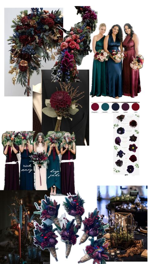 Jewel Tone Wedding Theme, Jewel Tone Wedding Colors, Jewel Tone Wedding Flowers, Jewel Tone Color Palette, Small Wedding Party, Pagan Wedding, Sweetheart Table Wedding, Earthy Wedding, Jewel Tone Wedding