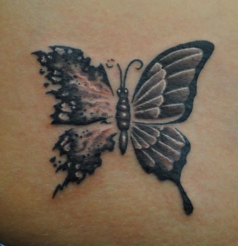 I like the left side but that's about all... Tattered Wings Tattoo, Tattered Butterfly Tattoo, Melting Butterfly Tattoo, Tattered Butterfly, Artistic Tattoos, Wing Butterfly, Best Wings, Flame Tattoos, Broken Wings