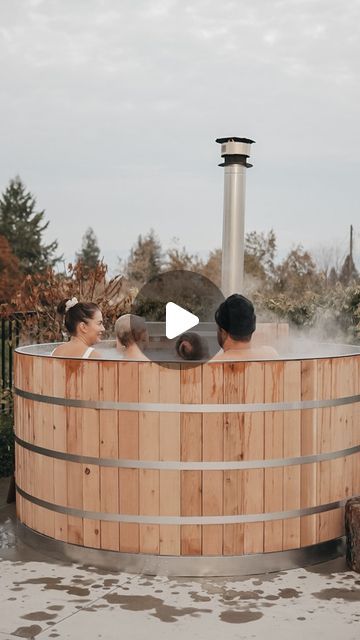 Justin Pasutto on Instagram: "Escaping to our handcrafted wood fired hot tub from @alumitubs is a true family adventure. The crackling flames and the warmth of the fire create an irresistible oasis of relaxation. From starry nights to lazy Sundays, every moment spent in this rustic wonder is an opportunity to bond and cherish unforgettable memories. Discover the bliss of nature’s embrace with our wood fired hot tub, where family moments become extraordinary. #woodfiredhottub #alumitub #oasis" Wood Fired Hot Tub Diy, Natural Hot Tub, Wood Fired Hot Tub, Horse Trough, Cedar Hot Tub, Sauna Benefits, Diy Hot Tub, House Yard, Starry Nights