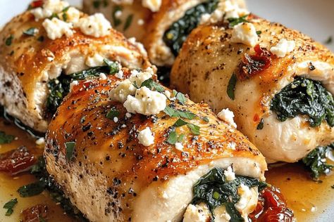 Savory Spinach And Feta Chicken Rolls, Chicken And Spinach Roll Ups, Spinach And Feta Stuffed Chicken Rolls, Spinach Feta Chicken Rolls, Spinach And Feta Chicken Roll Ups, Chicken Stuffed With Spinach And Feta, Spinach And Feta Rolls, Chicken Spinach And Feta Recipes, Chicken Cutlets With Spinach