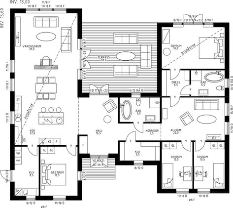 Dröm Hus Planer, U Shaped House Plans, U Shaped Houses, White Exterior Houses, Classical House, Interior Architecture Drawing, Home Exterior Makeover, Sims House Plans, Container House Plans