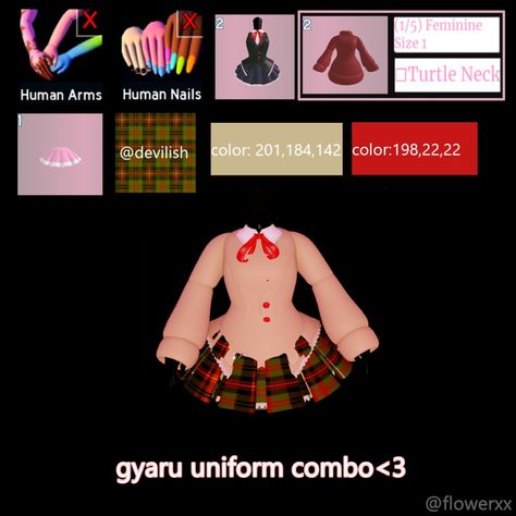 Royale high fit combos Gyaru royale high Rh fits Fits Royale high Gyaru Uniform, Gyaru Royale High, Rh Design, Rh Fits, High Clothes, Royal Clothing, Aesthetic Roblox Royale High Outfits, Gyaru Fashion, Royale High