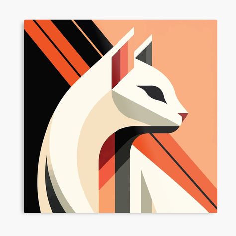 "Art Deco Cat Portrait: Vintage Glamour Meets Feline Elegance" Photographic Print for Sale by bsilvia | Redbubble Art Deco Drawing, Art Deco Portrait, Art Deco Cat, Pop Art Cat, Wal Art, Portrait Vintage, Cat Ideas, Animal Poster, Art Deco Posters