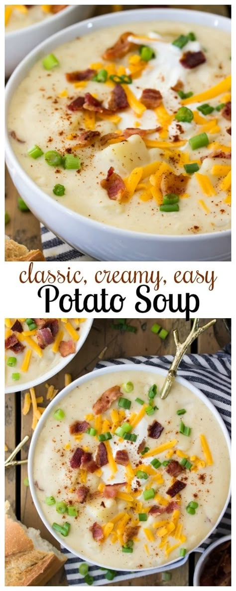 Ultimate Potato Soup Recipe, Creamy Potato Soup Recipe, Sugar Spun Run, Best Potato Soup, Potato Soup Easy, Creamy Potato Soup, Crock Pot Recipes, Potato Soup Recipe, Creamy Potato