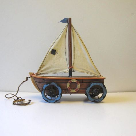 Boat Nursery, Toy Sailboat, Vintage Sailboat, Boat Beach, Toy Boats, Toy Boat, Beach Cottage Decor, Sail Boat, Small Wood Projects