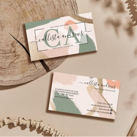 Modern Abstract Earth Tones Gold Signature Script Business Card Typography Unique, Cute Business Cards, Premium Business Cards, Mini Business Card, Modern Business Card, Real Estate Business Cards, Square Business Card, Modern Business Cards, Earring Display