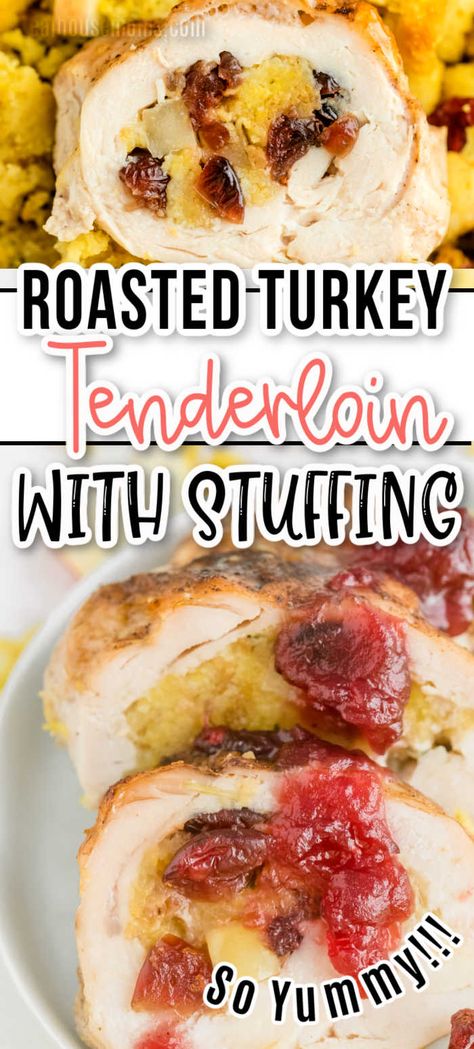 Juicy Roasted Turkey Tenderloin with Stuffing recipe is perfect for a small holiday dinner or a delicious weekend family meal! #Realhousemoms #turkey #roasted #tenderloin #stuffing #thanksgiving #christmas #apples #craisins Stuffed Turkey Tenderloin, Roasted Turkey Tenderloin, Stuffing Recipes Crockpot, Christmas Apples, Turkey Roasted, Turkey Tenderloin Recipes, Stuffing Thanksgiving, Turkey Tenderloin, Stuffed Turkey