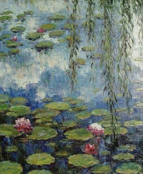 Water Lilies, Claude Monet, Lily Pads, Oil Painting, Lily, Water, Blue, Art