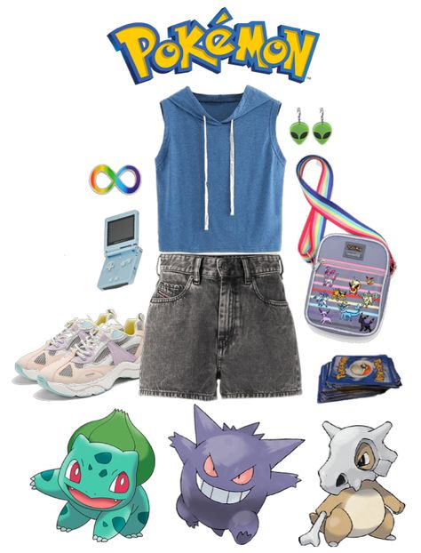 Pokemon Casual Cosplay, Pokemon Aesthetic Outfit, Gamer Core Outfits, Pokemon Outfits Trainer, Pokémon Trainer Outfit, Pokemon Trainer Outfit Ideas, Pokemon Outfits Ideas, Pokemon Inspired Outfits, Pokémon Clothes