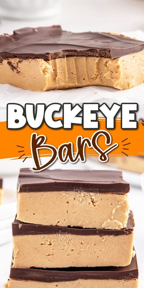 Simple Quick Dessert Recipes, Non Baked Dessert, Dessert For A Crowd Easy, Buckeye Bars Recipe, Buckeye Bars, Baked Dessert, Chocolate And Peanut Butter, Lost 100 Pounds, Peanut Butter And Chocolate