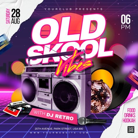 Retro Flyer Design, Back To The 90s Party, Old School Party, Throw Back Thursday, Back To The 80s, Back To The 90s, Y2k Posters, Promotional Poster, Invert Colors