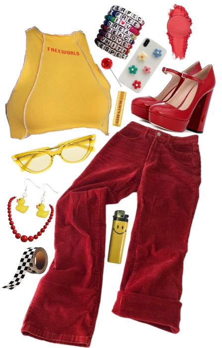 Fire outfit Outfit | ShopLook Fire Themed Outfits, Coachella Inspired Outfits, Festival Fashion Outfit, Aesthetic Building, Red Outfits, Shoplook Outfits, Music Festival Outfits, Music Festival Outfit, Themed Outfits