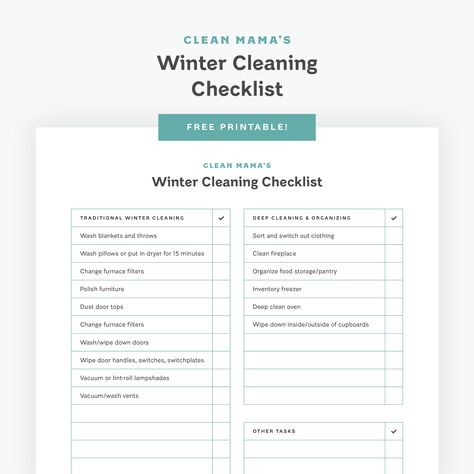 Clean Mama Monthly Focus, Winter Cleaning Checklist, Fall Cleaning Checklist, Winter Cleaning, Seasonal Cleaning, Weekly Cleaning Checklist, Clean Fireplace, Clean Mama, Cleaning Printable