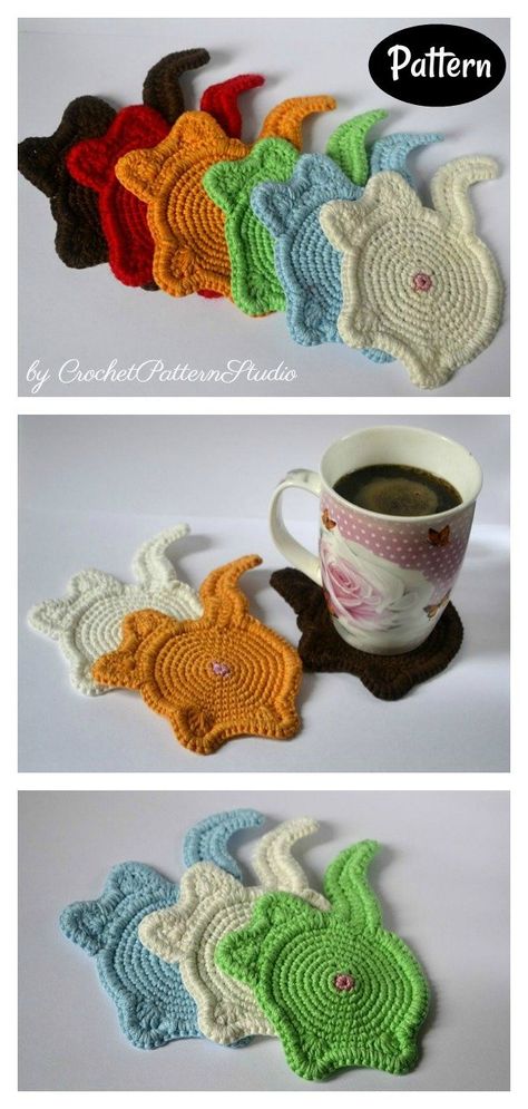 6 Cat Coaster Crochet Patterns Crochet Cat Mug Cozy, Crochet Cat Cup Coaster, Crochet Cat Mug Rug, Crochet Cat Butthole Coasters Free Pattern, Crochet Cup Coaster Free Pattern, Mug Rug Crochet Patterns Free, Cat Coasters Crochet Free Pattern, Crochet Mug Rugs Patterns Free, Crochet Cat Coaster