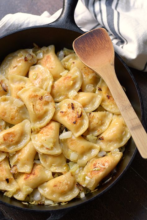 Pierogi And Cabbage, Cabbage And Pierogies, Cabbage Perogies Recipe, Perogies And Cabbage, Piegories Recipes, Cabbage Pierogies, Caramelized Cabbage, Pierogies Homemade, Pierogi Dough