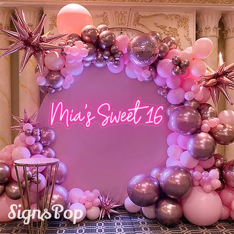 💖Get ready to shine at your 16th birthday fiesta with our Sweet 16 Neon Sign! 🌟It's the must-have party dazzler for your Quinceañera. Crafted with care, it's a unique decor piece that can be cherished for years to come. Make your 16th birthday unforgettable with this eye-catching neon sign. Occasion: 16th Birthday Party, Girls's Room, Dorm Room, Home Party, Sweet 15 Party, and any decor for Birthdays and anniversaries it's also perfect. 【Specification】 Neon sign: Custom Name Sweet 16 Size opti Decorations For Sweet 16 Party, Decoration Ideas For Quinceanera, Sweet 16 Birthday Decorations Ideas, Sweet 16 Budget, Court Table Sweet 16, Sweet 16 Purple Decorations, Party Themes For Sweet 16, 50 Shades Of Pink Sweet 16, Shades Of Pink Sweet 16 Decorations