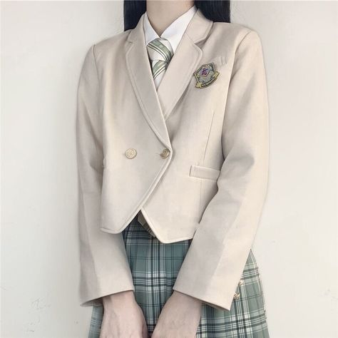 Smarter Shopping, Better Living! Aliexpress.com High School Uniform, Big Pants, Spring Blazer, Alt Clothes, Blazer And Skirt Set, Beige Blazer, Outwear Coat, Japanese School, Basic Jackets