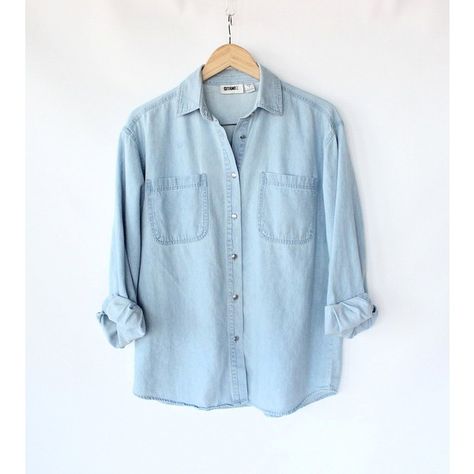 Jean Button Up Shirt Outfit, Button Up Shirt Outfit, Light Denim Shirt, Jean Button Up Shirt, Blue Shirt With Jeans, Button Up Shirt Womens, Spring Denim, Blue Button Up Shirt, Light Blue Jeans