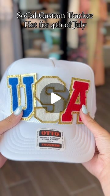 SOCAL THREADS BOUTIQUE 🌴 on Instagram: "Celebrate the 4th of July in style! Design custom SoCal Trucker Hat @socalthreadsboutique in @uptownbaycity ❤️🤍💙   Shop Tues & Wed 11-6PM (we are closed on 4th)   #customtruckerhats #customhats #hatbar #socalthreads #socaltruckerstyle #socalthreads #tricity #baycityfireworks #shoponline #socalstyle" Socal Style, Hat Bar, Custom Trucker Hats, We Are Closed, Custom Hats, Style Design, In Style, 4th Of July, Trucker Hat