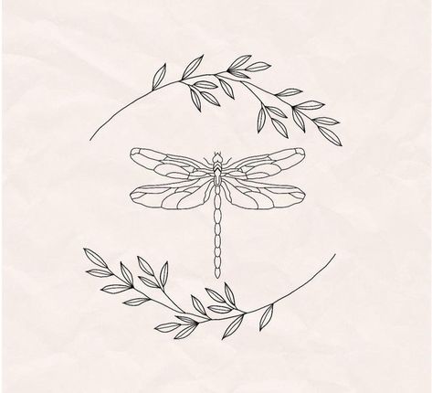 Floral Dragonfly Tattoo Design, Dragonfly Outline, Dragonfly Drawing, Hawaii Tattoos, Leaf Tattoo, Dragonfly Tattoo Design, Stylish Tattoo, Norse Tattoo, Vine Tattoos