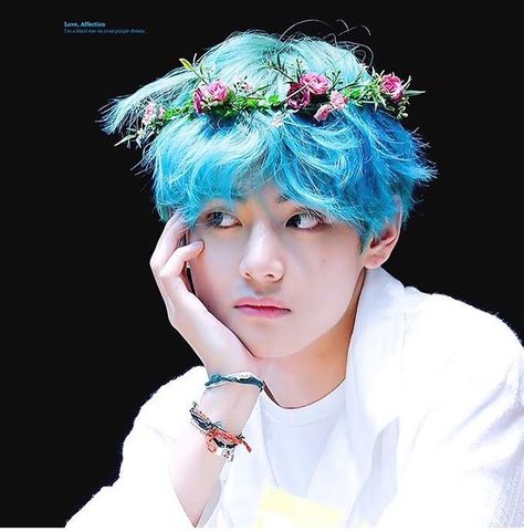 Bts V, Blue Hair, Kim Taehyung, So Cute, Bts, Books, Hair, On Instagram, Blue