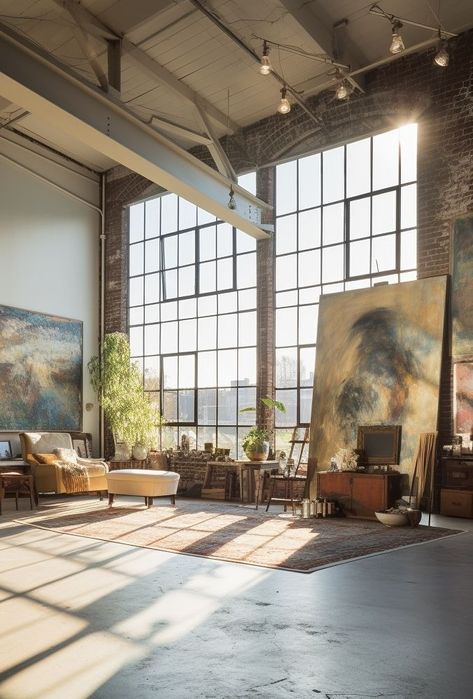 Studio Warehouse, Loft Apartment Industrial, Loft Aesthetic, Industrial Studio, Warehouse Building, Coffee Shop Concept, Warehouse Apartment, Pirate Radio, Warehouse Living