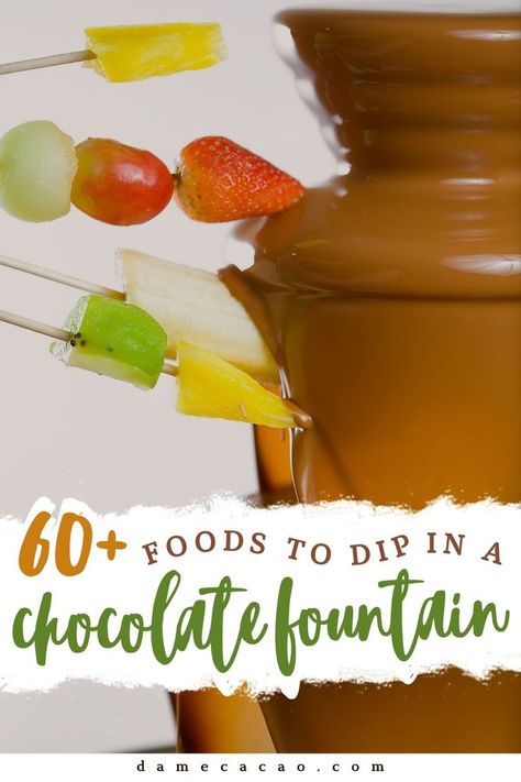 What To Dip In Chocolate, Things To Dip In Chocolate, Chocolate Fountain Bar, Chocolate Charcuterie, Chocolate Fountain Recipes, Chocolate Fondue Fountain, Fondue Fountain, Chocolate Fountain, Cake Balls