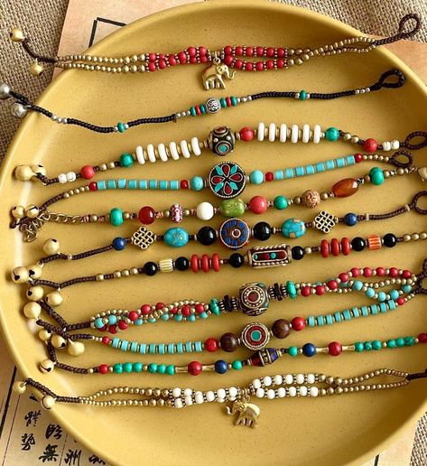 Fashion Element: Bell Style: Ethnic Style Boho Jewelry Bracelets, Clay Beaded Bracelets, Etnic Style, Caribbean Jewelry, Jewelry With Beads, Stretch Beaded Bracelets Diy, Boho Jewelry Bracelet, Nepal Bracelets, Handmade Beaded Bracelets