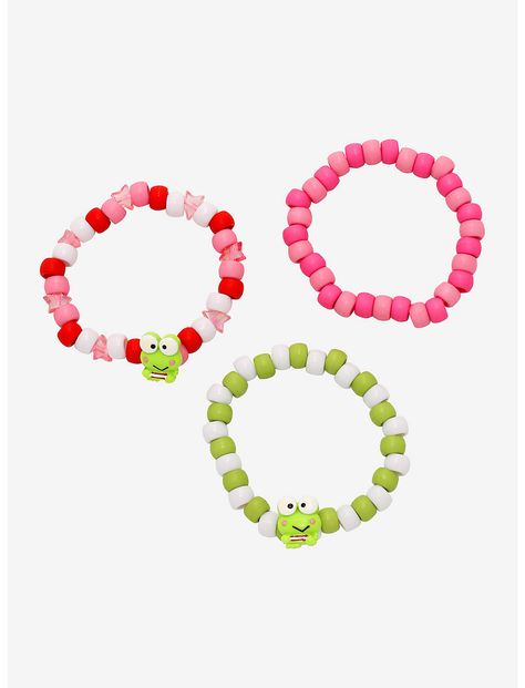 Keroppi Bedroom, Sanrio Bracelet, Diy Kandi Bracelets, Pony Bead Bracelets, Kawaii Bedroom, Diy Kandi, Hello Kitty Jewelry, Kandi Bracelets, Bead Charms Diy