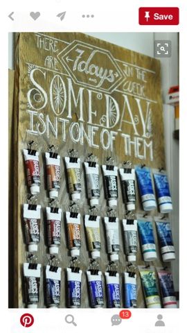 Home Art Studios, Rangement Art, Art Atelier, Art Studio Space, Art Supplies Storage, Art Studio Organization, Chalk Lettering, Paint Storage, Paint Tubes