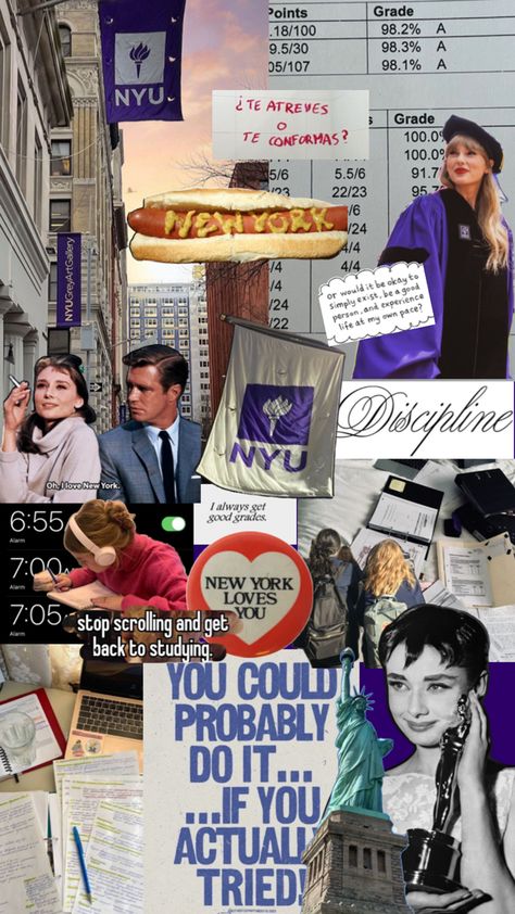 Collage nyu study inspo Nyu Law, College Vision Board, Law School Inspiration, Dream Collage, College Aesthetic, Dream College, Dream School, York University, Nyc Life