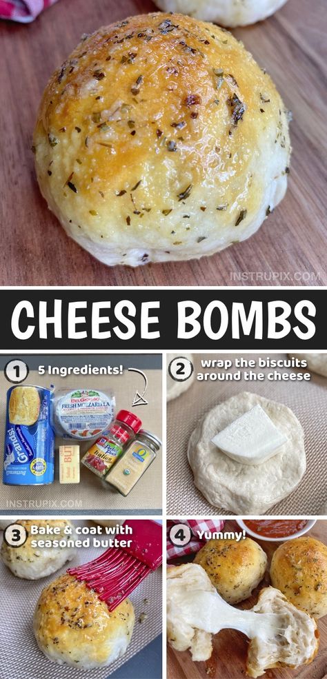 Cheese Stuffed Biscuits, Superfood Snacks, Stuffed Biscuits, Easy Garlic Butter, Pillsbury Biscuits, Egg Benedict, Dinner Side, Easy Cheese, Butter Cheese