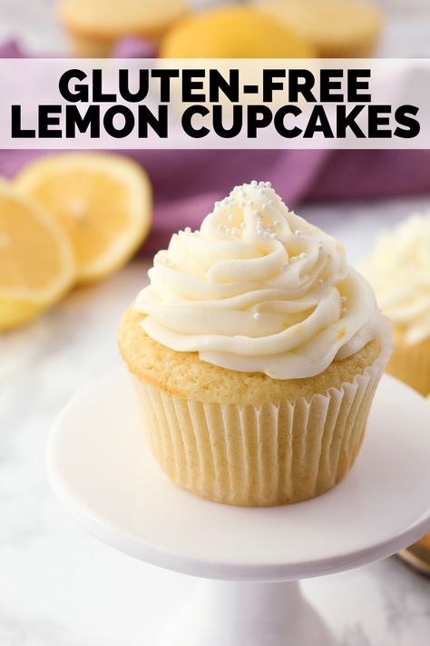 Gluten Free Lemon Blueberry Cupcakes, Gluten Free Lemon Cupcakes Easy, Gluten Free Desserts Cupcakes, Gf Lemon Cupcakes, Gf Df Cupcakes, Gluten Free Lemon Muffins, Gluten Free Cupcake Recipes, Gluten Free Lemon Cupcakes, Gf Cupcakes