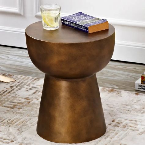 Antique Bronze Modern Round End Table Living Room Unique Mushroom Silhouette, End Table Living Room, Contemporary Sink, Living Room Unique, Unique End Tables, Room Unique, Metal End Tables, Mushroom Coffee, Round End Table