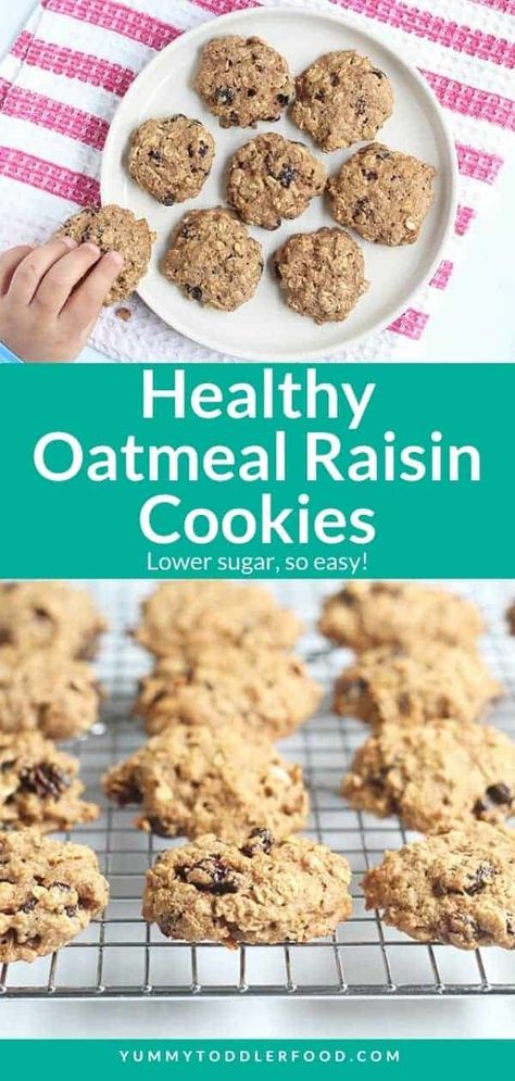 Make a batch of soft Healthy Oatmeal Raisin Cookies to share with the kids—with all the flavor you expect but less added sugars. #healthycookies #oatmealraisincookies #kidscookies #healthyoatmealcookies Healthy Oatmeal Raisin Cookies, Oatmeal Raisin Cookies Healthy, Cookie Recipes Oatmeal Raisin, Healthy Oatmeal Cookies, Gluten Free Oatmeal, Healthy Cookie Recipes, Healthy Food Facts, Soft Bakes, Oatmeal Raisin Cookies