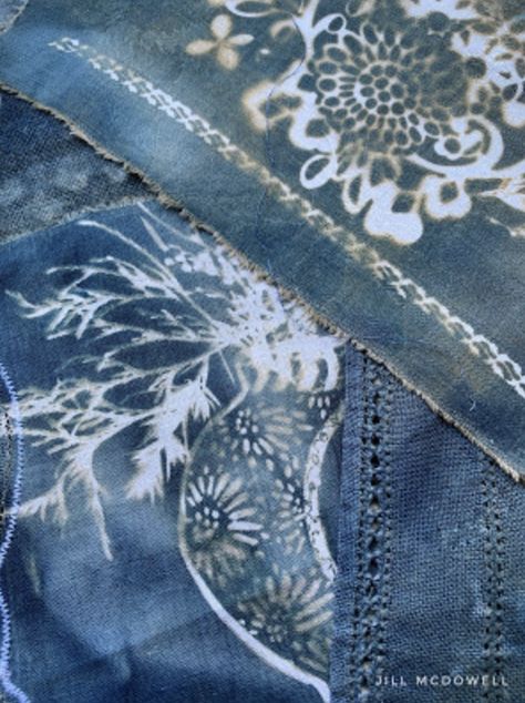 How cool are these designs on denim? Check out this bleaching process taught by Jill McDowell using StencilGirl® stencils. #denim #bleaching #stencils #stencilgirl Upcycling, Bleaching Fabric Techniques, Stencil Bleached Jeans, Bleach Painting On Jeans, Bleach Stencil Jeans, Bleaching Patterns On Fabric, Denim Bleaching Techniques, Distressing Fabric Techniques, Bleach Flower Jeans