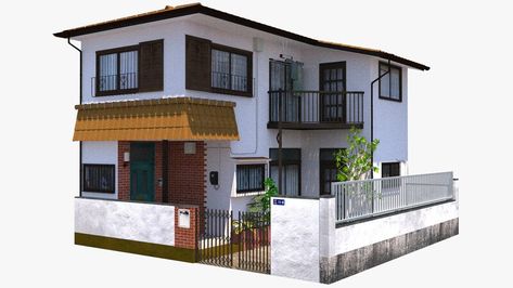 ArtStation - Japanese Yellow House Japan House Design, Japanese Modern House, Modern Japanese House, Japanese Apartment, Asian House, Sims 4 House Plans, Rumah Minecraft, Sims 4 House Design, Casas The Sims 4