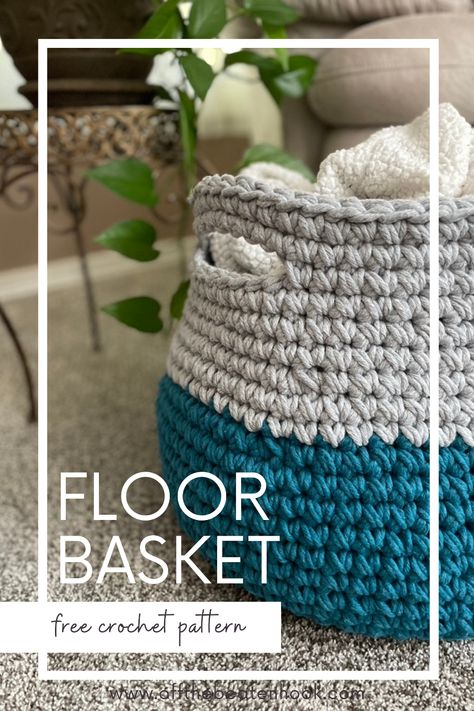 From boots to blankets, this Jumbo Floor Basket Free Crochet Pattern is ready to help you organize your home in style! This large basket is perfect for the beginner crocheter. All you need to know is how to single crochet! With some increasing and decreasing, this basket comes together quickly and easily. Pick your favorite color, grab your big hook and let's get to basket making! Get the floor basket free crochet pattern here. Crochet Storage Baskets Free, How To Single Crochet, Floor Basket, Basket Crochet Pattern, Crochet Basket Pattern Free, Crochet Storage Baskets, Floor Baskets, Basket Crochet, Basket Making