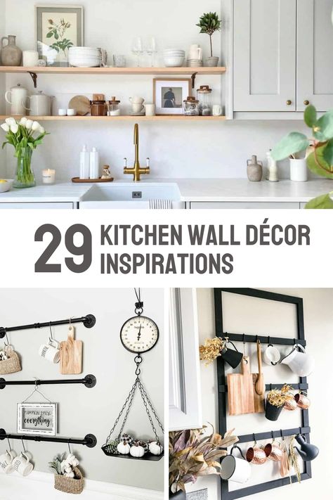 Turn your kitchen into a culinary canvas with wall decor ideas designed to spice up your space and reflect your love for cooking and entertaining. Consider hanging chalkboard menus for a touch of bistro chic, or display your favorite recipe prints as a source of inspiration. Incorporate open shelving to show off a collection of vintage dishware or spice jars, adding both functionality and style. For a personal touch, create a gallery wall featuring food-themed artwork or family photos in the kit Blank Wall Over Kitchen Sink, Kit Hen Wall Decor, Wall Above Stove Decor, Kitchen Wall Inspiration, Minimalist Kitchen Wall Decor, Over Sink Wall Decor, Empty Wall Kitchen Ideas, Blank Wall In Kitchen Ideas, Kitchen Gallery Wall Ideas