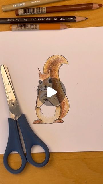 Miri - Kid’s Art & Books on Instagram: "How to draw a SQUIRREL 🐿️ with scissors ✂️  Join me in this fun tutorial ✍️" Squirrel Drawing Simple, How To Draw A Squirrel, Squirrel Art For Kids, Squirrel Drawing Easy, Cute Squirrel Drawing, Squirrel Sketch, Draw A Squirrel, Squirrel Drawing, Cartoon Squirrel