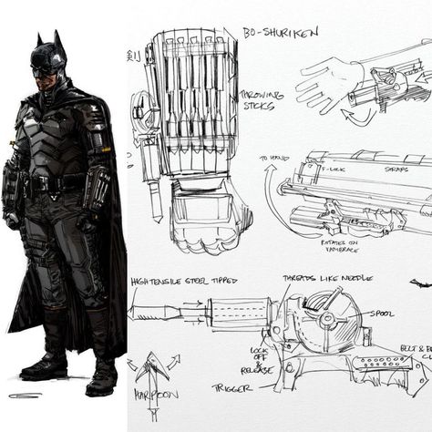 Batman Begins Concept Art, Batman Gadgets Concept Art, Batman Redesign Concept Art, Ssktjl Batman, Batman Suit Concept Art, Batsuit Concept Art, Batman Concept Art Suits, Batman Suit Concept, Batman Suit Design