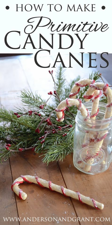 Primitive Candy Canes, Primitive Christmas Crafts, Candy Cane Crafts, Candy Cane Ornament, Prim Christmas, Primitive Crafts, Primitive Christmas, Christmas Candy Cane, Candy Canes