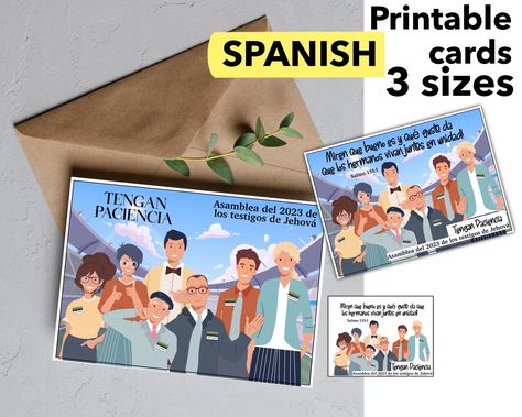 "JW Exercise Patience convention 2023 card Spanish  Tengan paciencia  3 sizes DIGITAL DOWNLOAD Card, postcard Purchase it - Download and save it - print it - use to encourage others! You will receive files in 300dpi:  1.US letter size PDF file to cut it in 4 Cards (one card size 5,5x4,25\") +back side  2.US letter size PDF file to cut it in 9 Cards  3. 5x7\" cards for printing in a card-stock    ❗️SUBSCRIBE to receive our offers, updates, monthly freebies and coupons! ❗️YOU WİLL RECEIVE YOUR FIR Exercise Patience Convention, Exercise Patience, 5x7 Cards, Sympathy Cards, Letter Size, Card Sizes, Card Stock, Encouragement, Digital Download