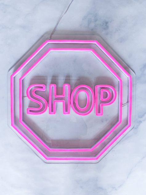 #SHOPsign #boutique #neon #ledsigns #customsigns #retail #windowdisplay Neon Signs Boutique, Shop My Stuff Sign, Buy My Stuff Sign, Shop My Closet Sign, Pink Boutique Interior, Boutique Signage, Online Shopping Ideas, Fashion Boutique Interior, Clothing Boutique Interior