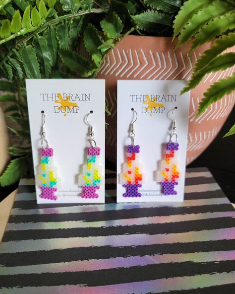 It's Lava Lamps! Nostalgic Trippy Lava Lamp Mini Perler Bead Dangle Earrings 90's Y2K Nostalgia Vibes Perler Beads Jewelry Unique Custom Patterns Hama Fuse Beads Unique Gift Custom Accessories Perler Beads Jewelry, Y2k Nostalgia, Lava Lamps, Easy Pixel Art, Perler Bead Templates, Melting Beads, Iron Beads, Pixel Art Pattern, Perler Bead Art