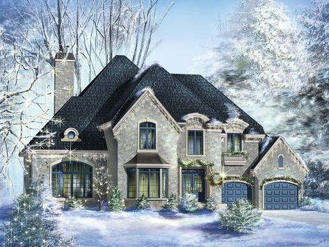 European House Plan 072H-0118 Traditional Elevation, Stone House Plans, Tudor Houses, European House Plans, European House Plan, French Style Homes, Two Storey House, Traditional House Plan, European House