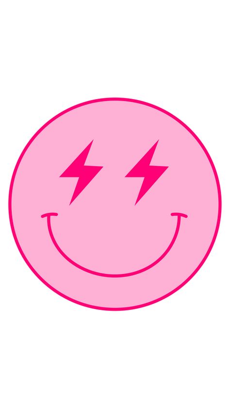 The emoticon in our fanart VSCO Girl Pink Smiley Face With Lightning Bolt Eyes Sticker represents a feeling of energy, excitement, or intensity. But instead of yellow, the smiley face is a pink... Face Lightening, Pink Smiley Face, Eyes Sticker, Pink Smiley, Smiley Face Shirt, Happy Smiley Face, Cute Smiley Face, Love Pink Wallpaper, Yellow Smiley Face