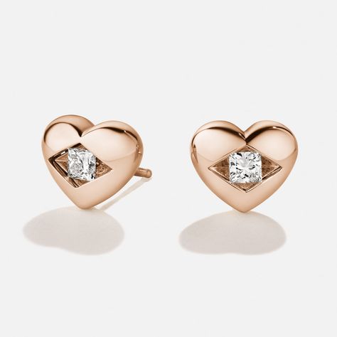 Express your love with these charming heart-shaped earrings, exuding a blend of romance and elegance in a distinctive Bombé style. To customize this design, please email us: custom@aetherdiamonds.com. Product Details: 100% recycled 18k gold Carbon capture diamonds: 0.12 ctw B Corp Certified Style Number: E5011 Rose Gold Jewelry Earrings, Diamond Ring Designs, Carbon Capture, Baroque Pearls Jewelry, Diamond Rings Design, Heart Shaped Jewelry, Heart Shaped Rings, Heart Shaped Earrings, Rose Gold Jewelry